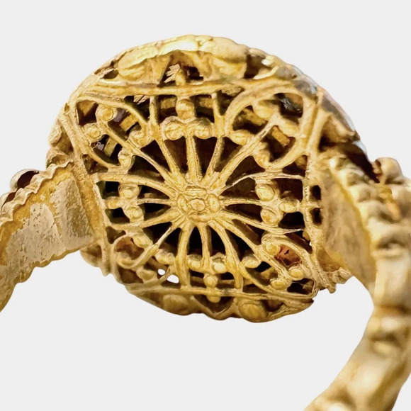 Antique Austro-Hungarian Turquoise Cannetille Gilt Ring (6) - Picture 10 of 10